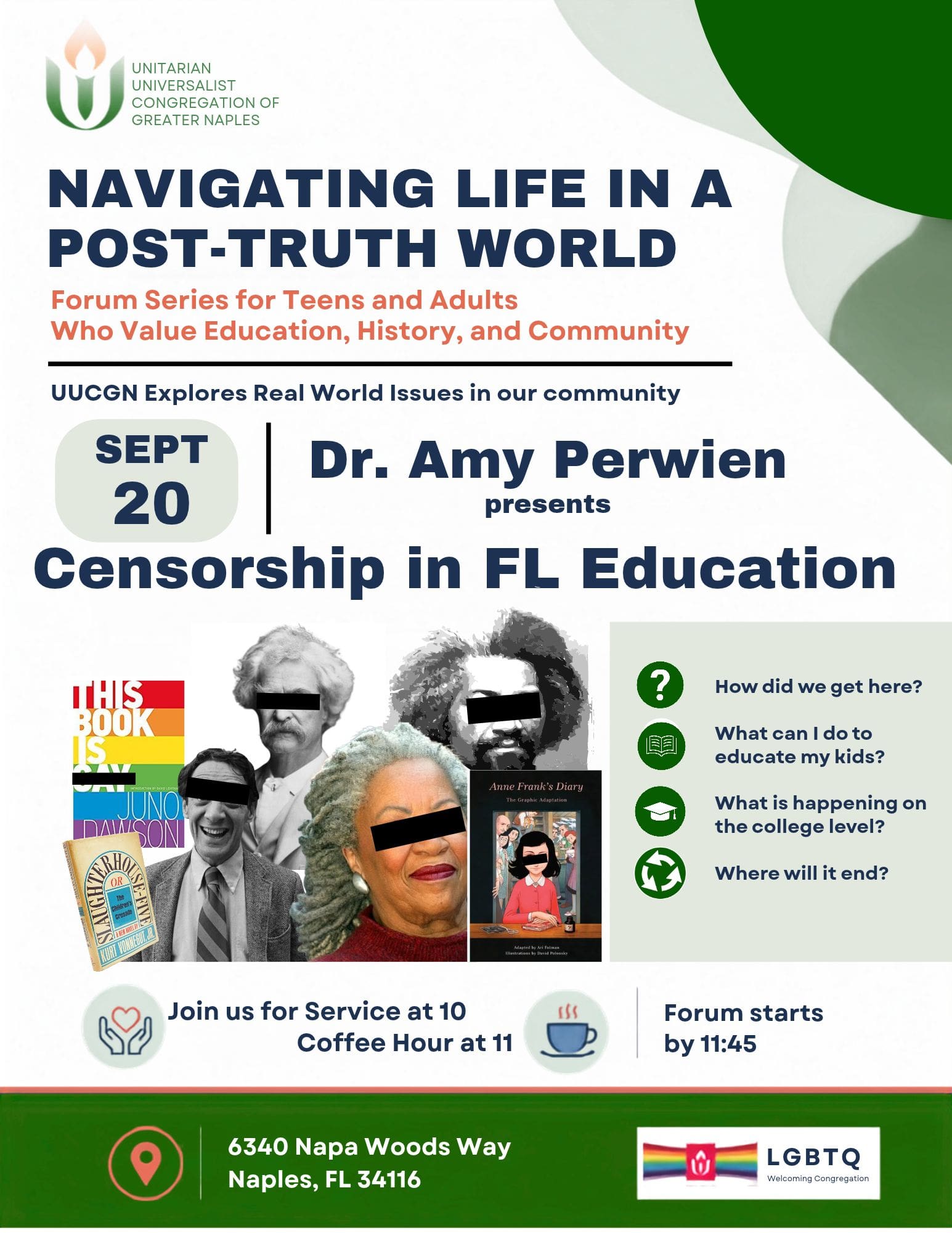 Censorship in FL Education presented by Dr. Amy Perwien, 11:30 AM