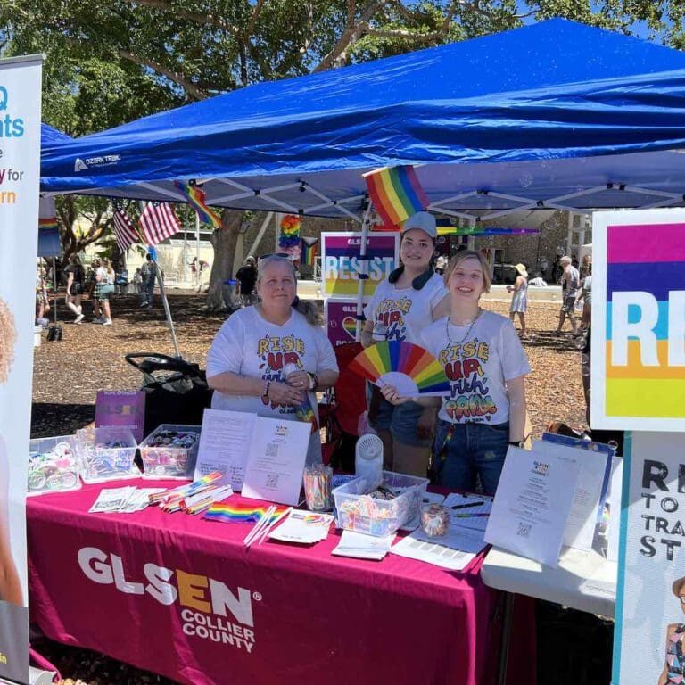 Glisten Collier County booth at Naples Pride 2023.